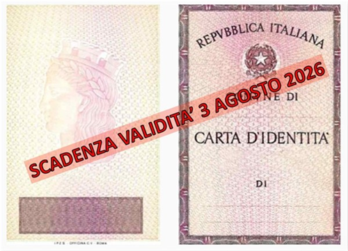 Carta d'identità in formato cartaceo